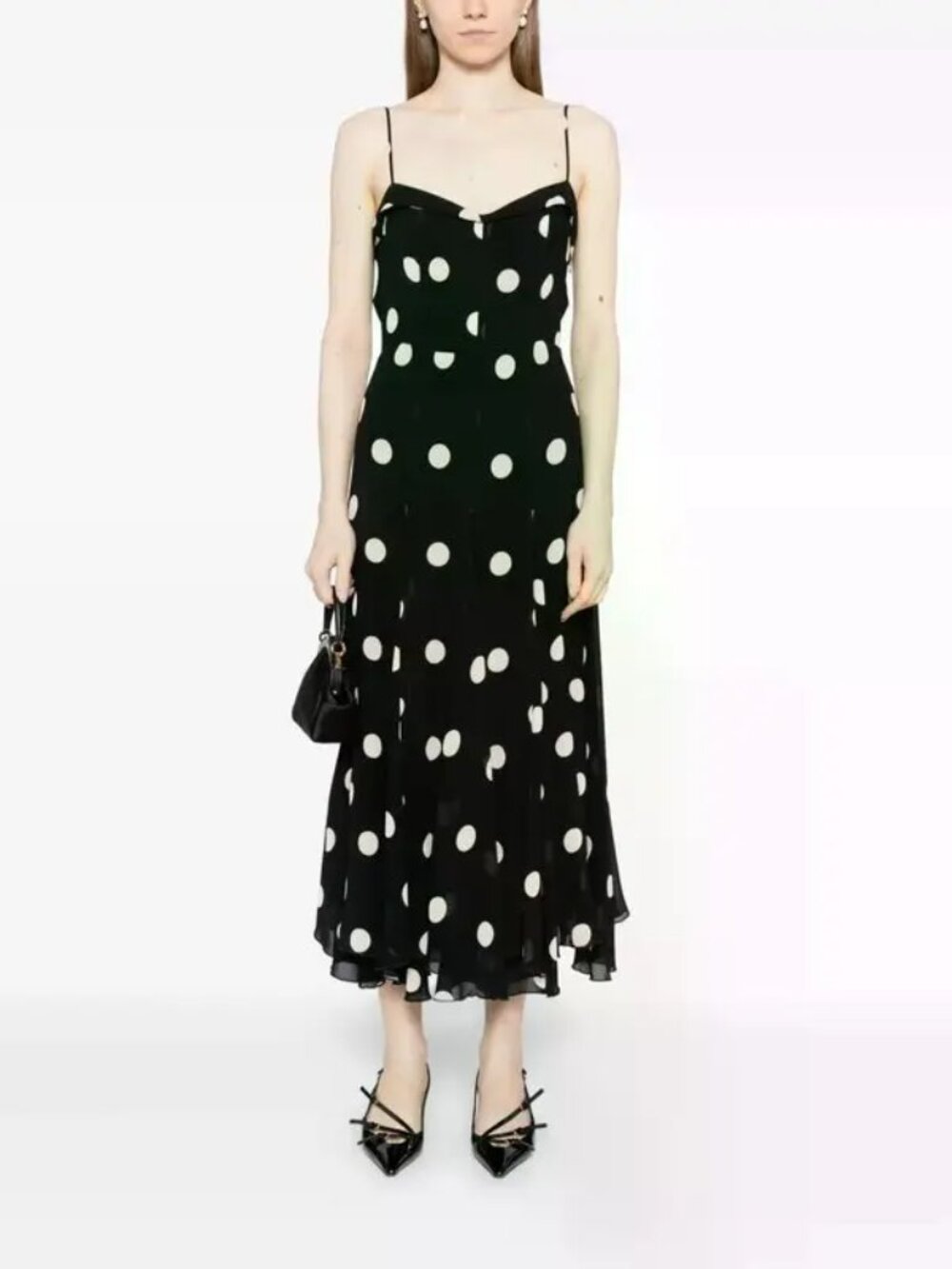 New Reformation Fredo Moon Polka Dot Midi Dress Size 4 NWT - Picture 5 of 15